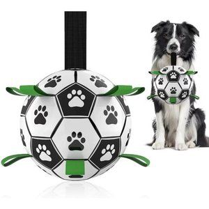 Dog Toys Soccer Ball with Straps, Interactive Dog Toys for Tug of War,Puppy Gift